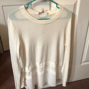 Michael Kors cream sweater with  silk bottom